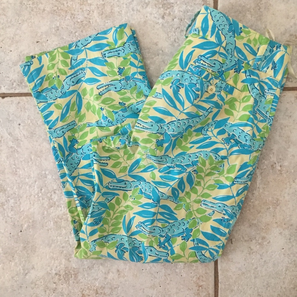 Lilly Pulitzer green, blue and yellow alligator